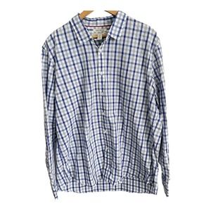 Goodthreads Men's Standard Blue Checkered Button Down Dress Shirt Size XXL